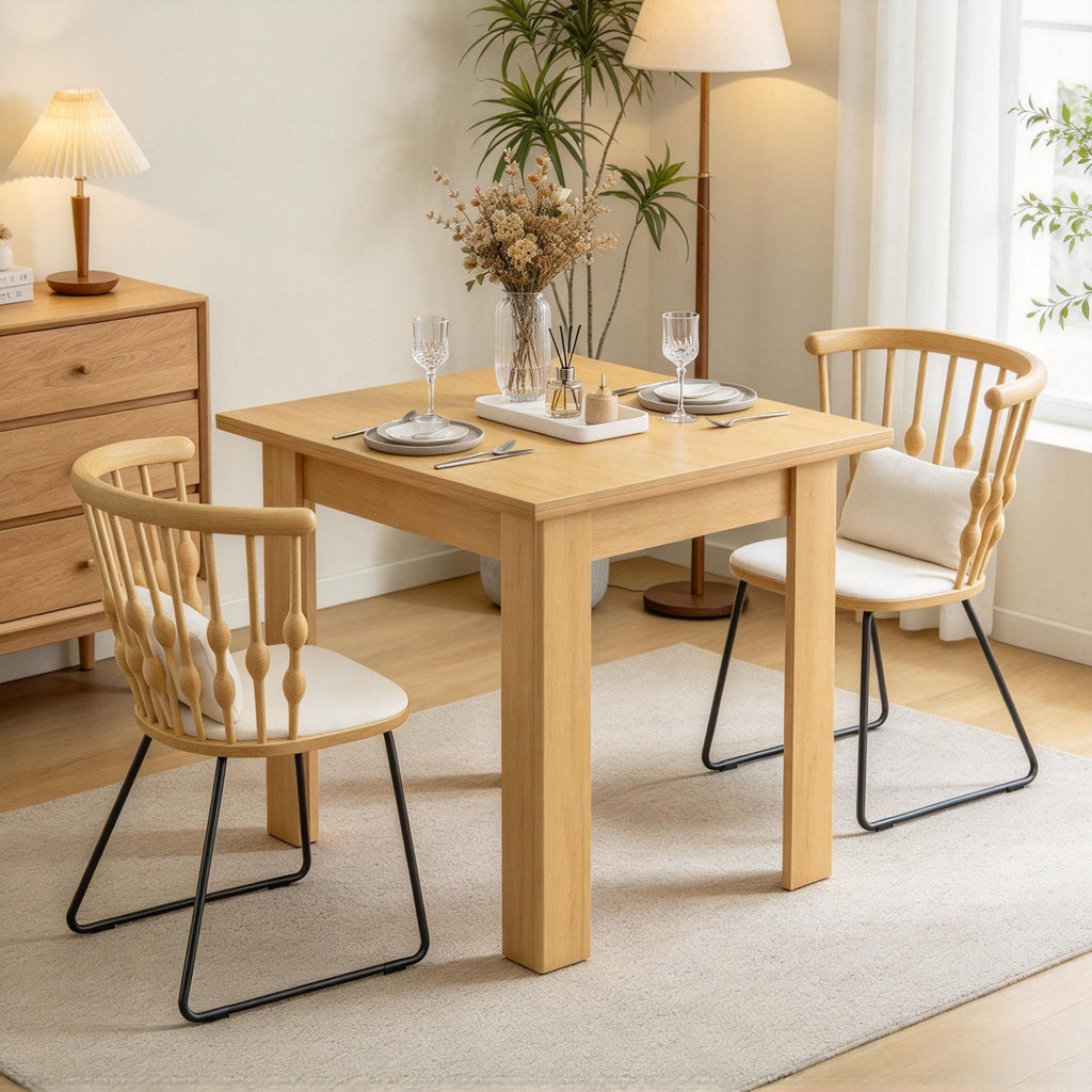Square Extendable Dining Table for 46 People, Folding Table for Small Spaces, Adjustable 28"55" Width(Excluding chairs)