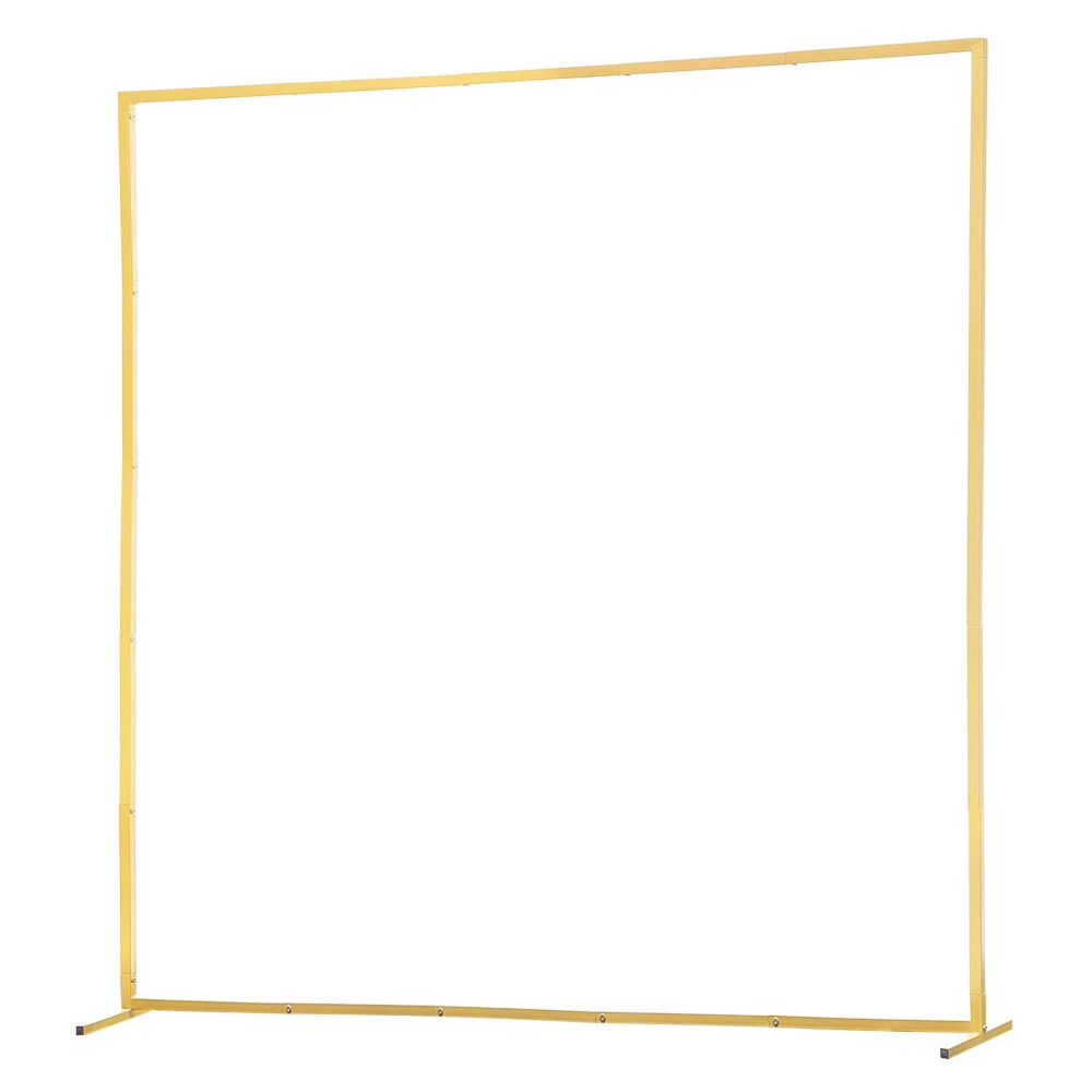 Square Gold Metal Arch Backdrop Stand, 6.6 x 6.6 ft, Durable Frame, Simple Setup, IdealforWeddings, Birthdays, Graduations, Holidays, andEventDecorations