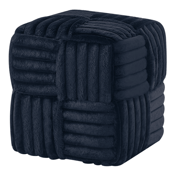 Square Ottoman Foot Stool Corduroy Vanity Chair Bench with Padded Woven Footrest for Entryway Living Room Black