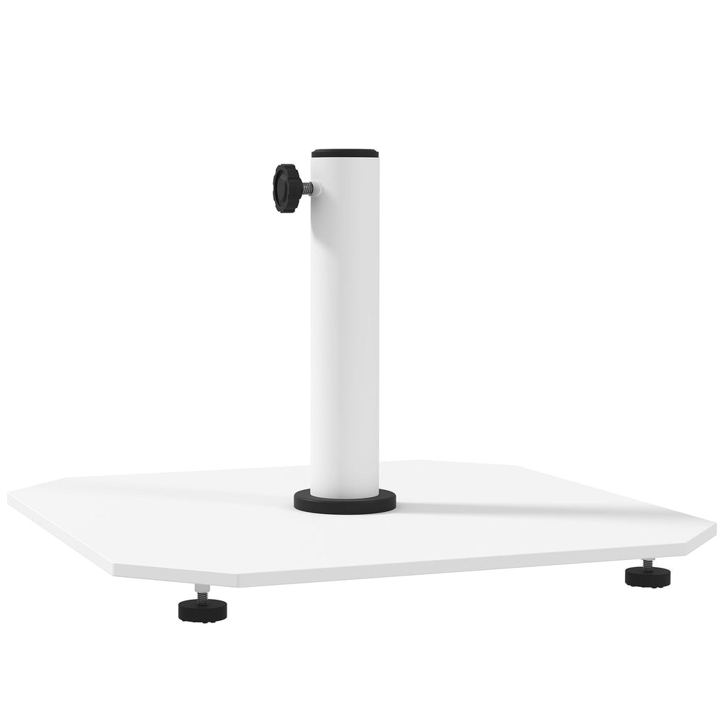 Square Patio Umbrella Base, 41 lbs Metal Umbrella Stand Base with Adjustable Foot Pads, Heavy Duty Patio Umbrella Holder for 1.3"/1.5"/1.9" Umbrella Poles for Outdoor, Lawn, Poolside, White