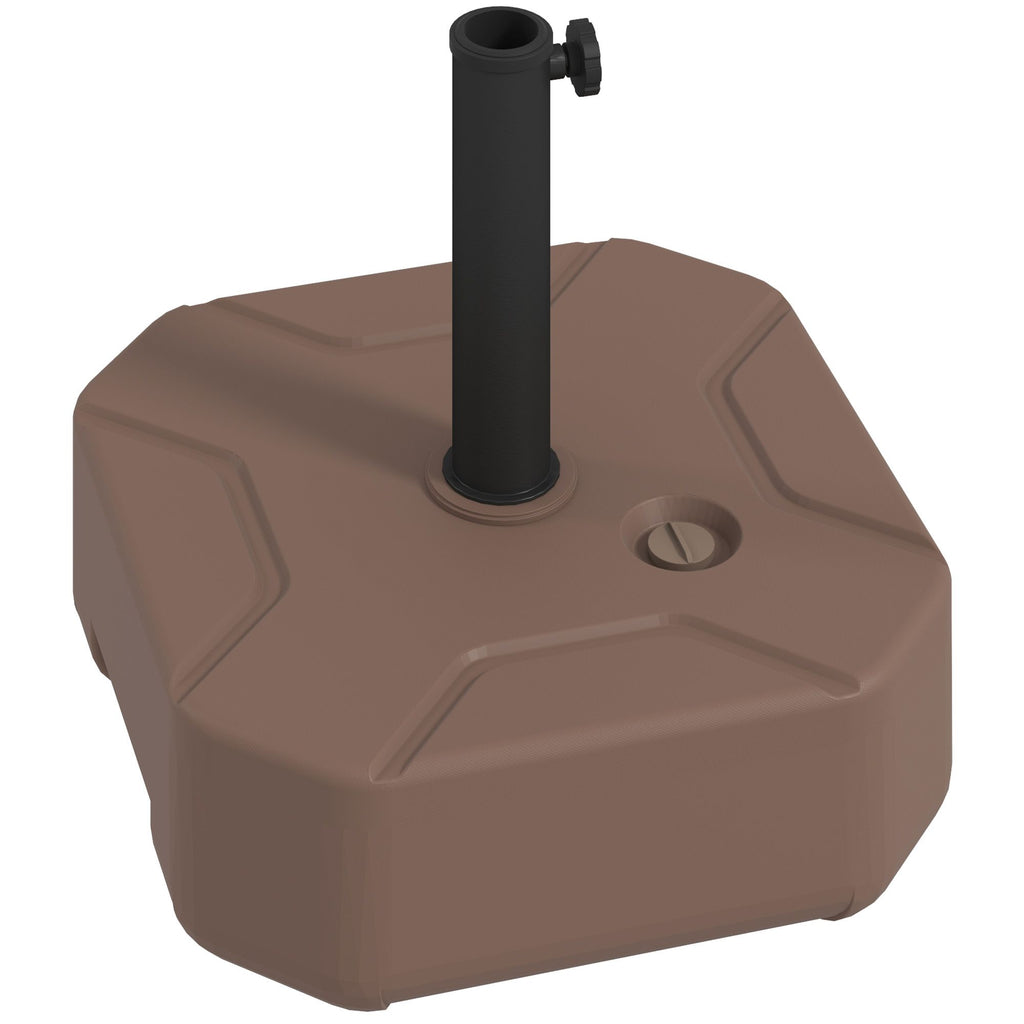 Square Patio Umbrella Base Holder, Heavy Duty Outdoor Umbrella Stand Base, Filled Up to 55lbs with Stand or 44lbs with Water for Garden, Poolside, Brown