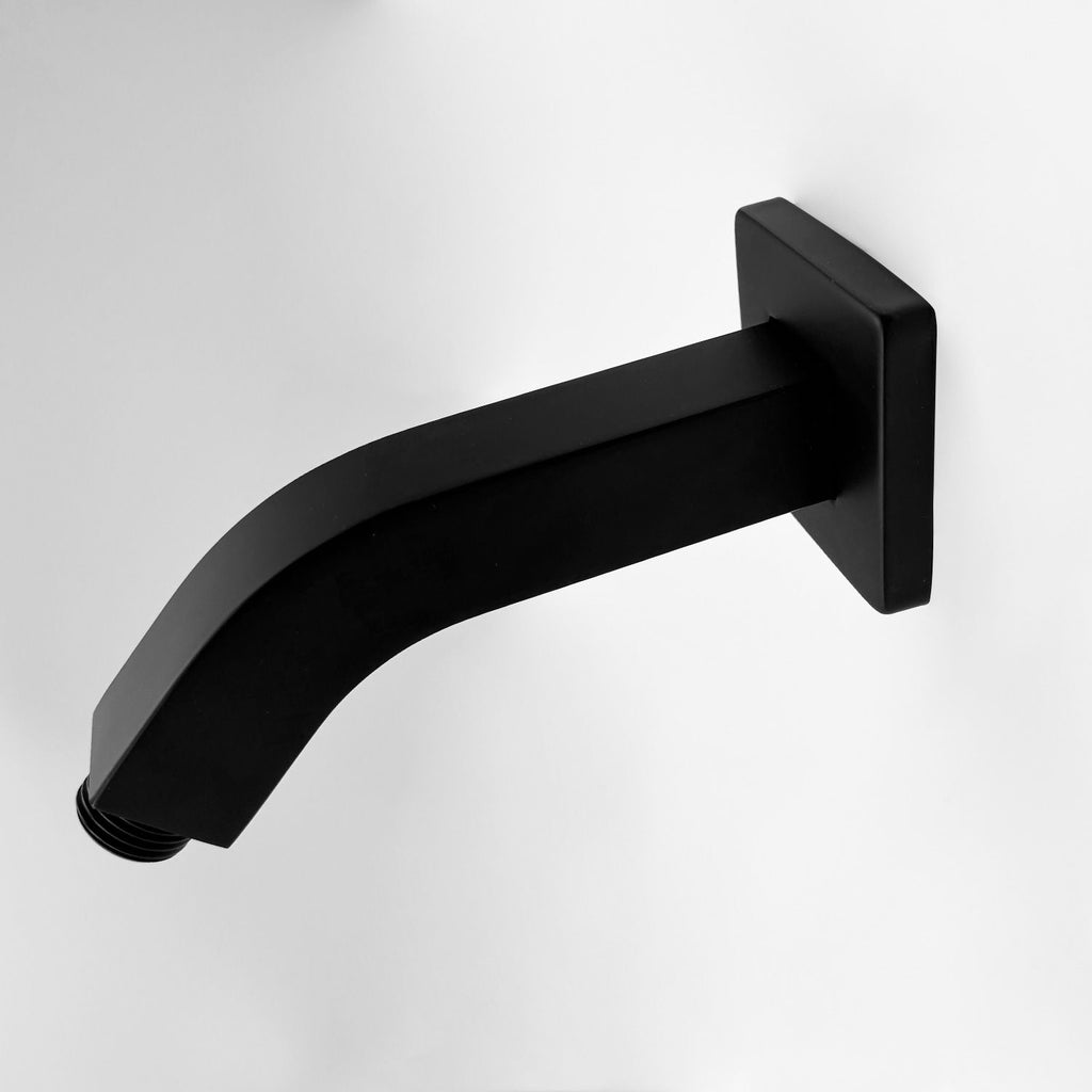 Square Shower Arm with Flange, 1/2 NPT Tapered Threads, Rain Shower Head Arm, Wall Mount Shower Extension Arm