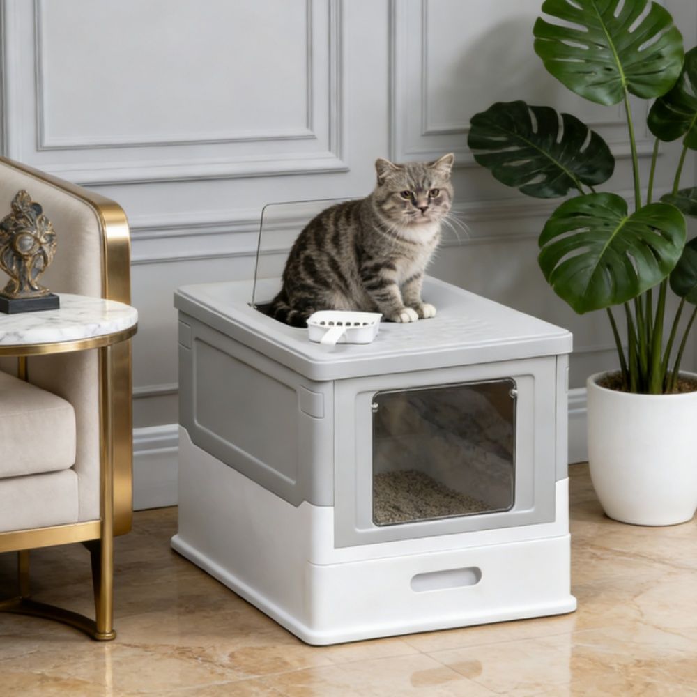 Stainless Steel Enclosed Litter Box for Cats