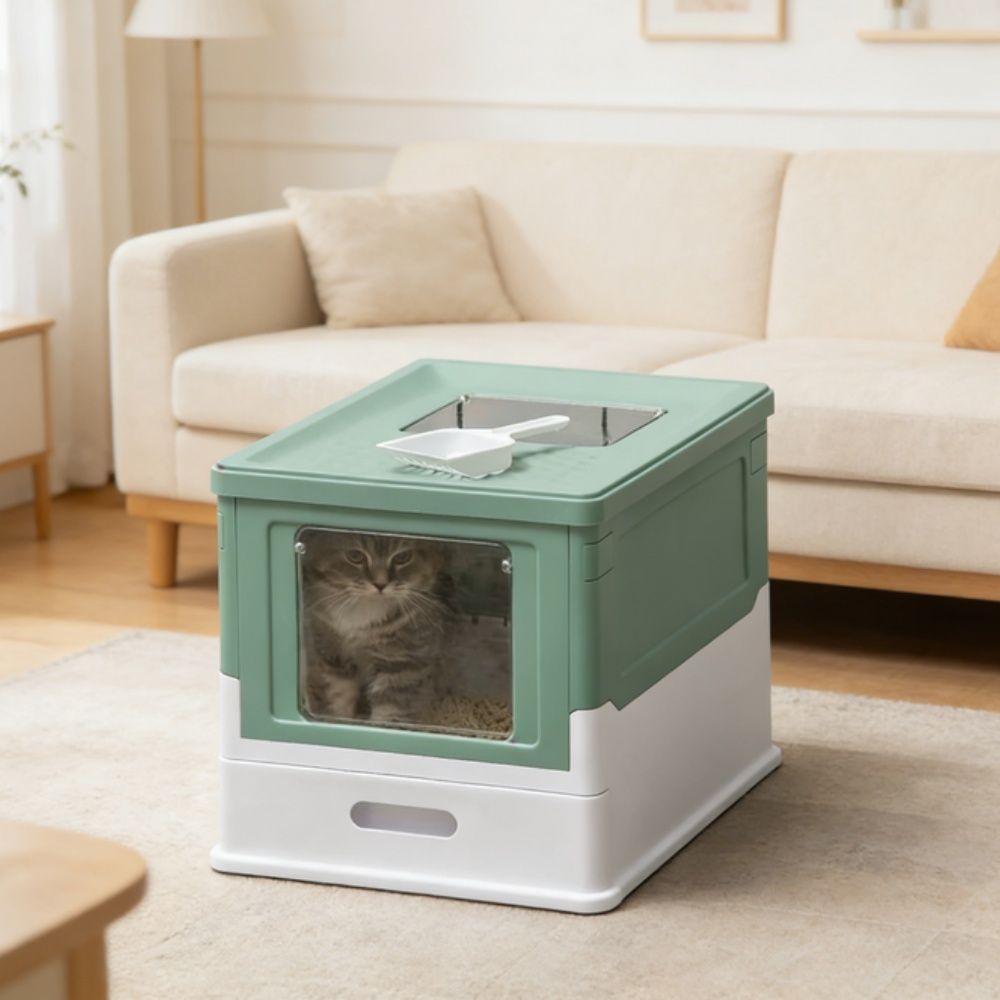 Stainless Steel Enclosed Litter Box for Cats