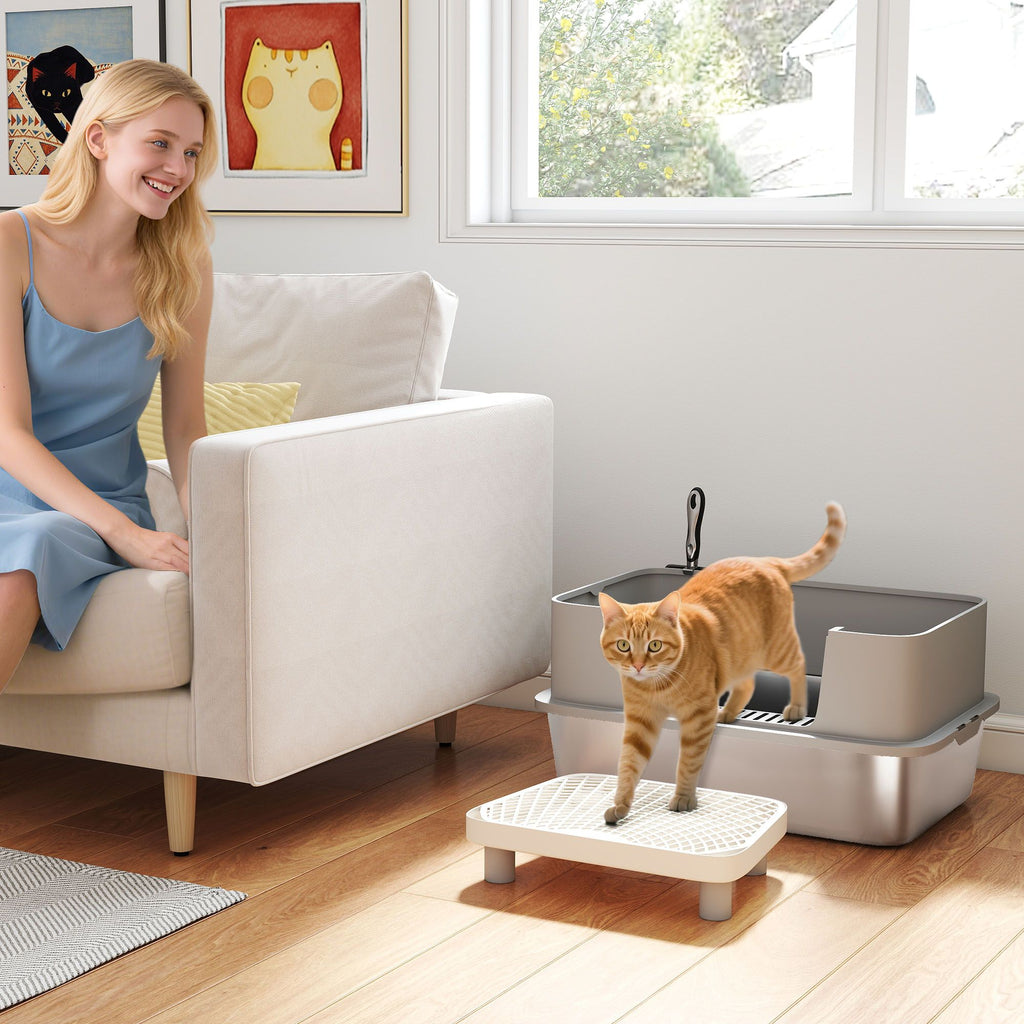 Stainless Steel Enclosed Litter Box for Cats(No shipments on weekends)