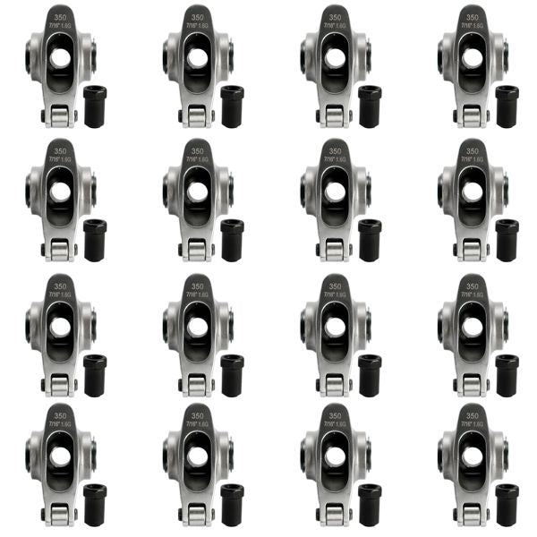 Stainless Steel Full Roller Rocker Arms Kit for Chevrolet SBC 350 1.6 Ratio 7/16''+Nuts Self-Aligning