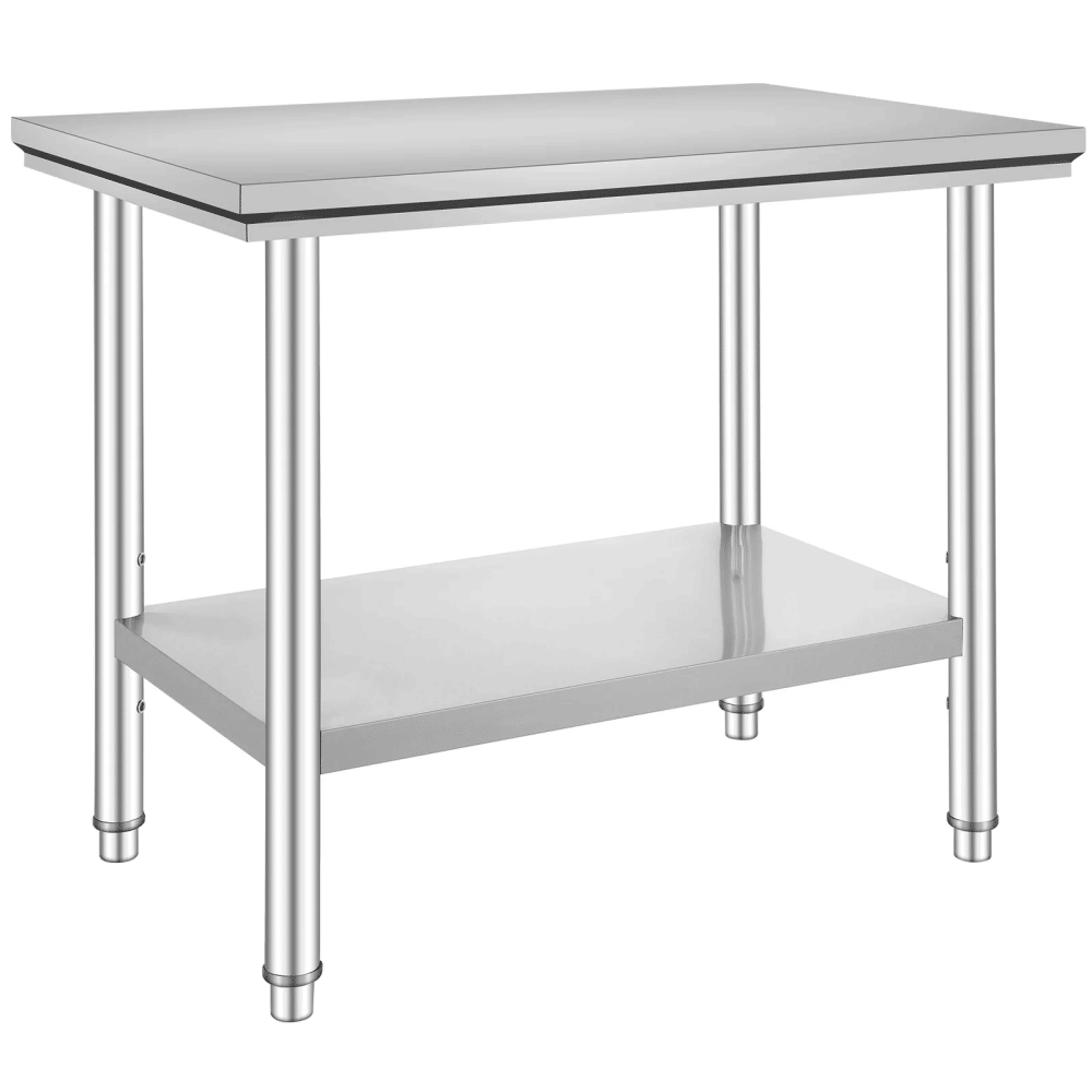 Stainless Steel Workbench 24x36x32 Inch Commercial Food Prep Workbench Heavy Duty Prep Workbench Metal Workbench with Adjustable Feet Suitable for Restaurants, Homes and Hotels