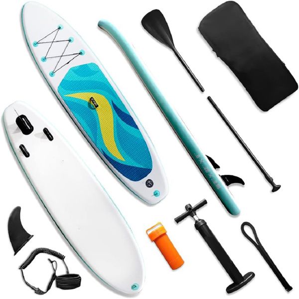 Stand Up Paddle Board 126"×32"×6" Extra Wide Thick Sup Board with Premium Sup Accessories & Backpack, Non-Slip Deck, Leash, Adjustable Paddle, Hand Pump, Bottom Fin