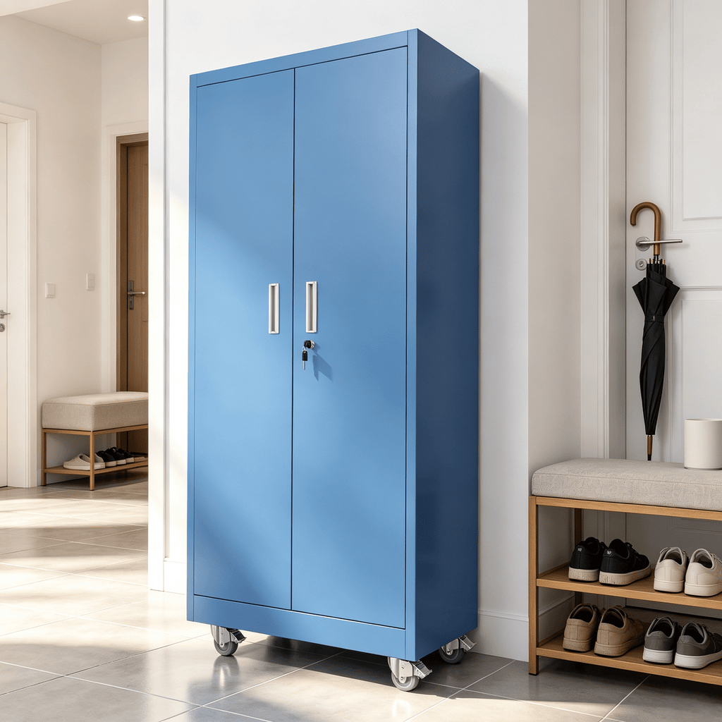 Steel 70.9 31.5 15.75 inches Small pulley tool storage cabinet, blue