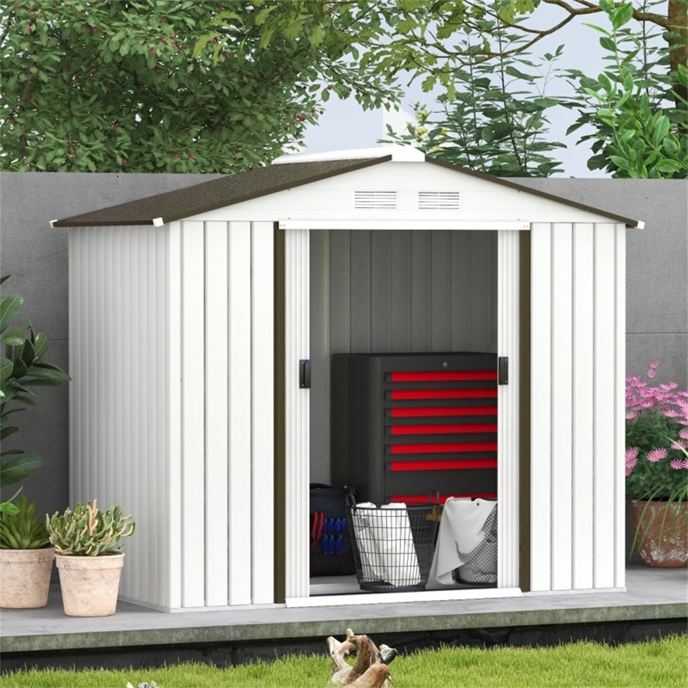 Steel Storage Shed Garden Tool house 7' x 4' White-AS ( Amazon Shipping)Prohibited by WalMart