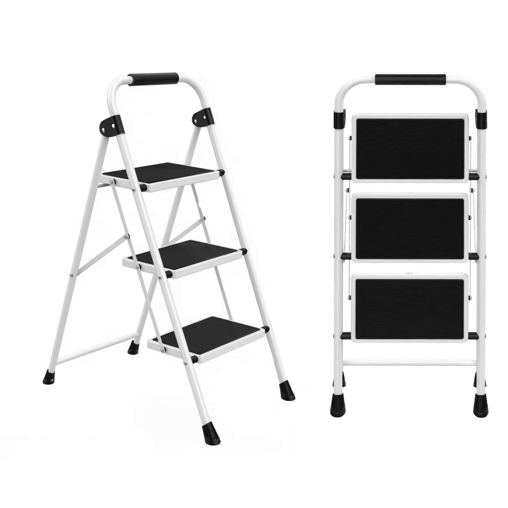 Step Ladder,Folding Step Stools 330 lbs Capacity, 2-Inch Thin for Storage, Anti-Slip Pedals & Handrails, Sturdy Steel for Home (Shipment from Walmart)
