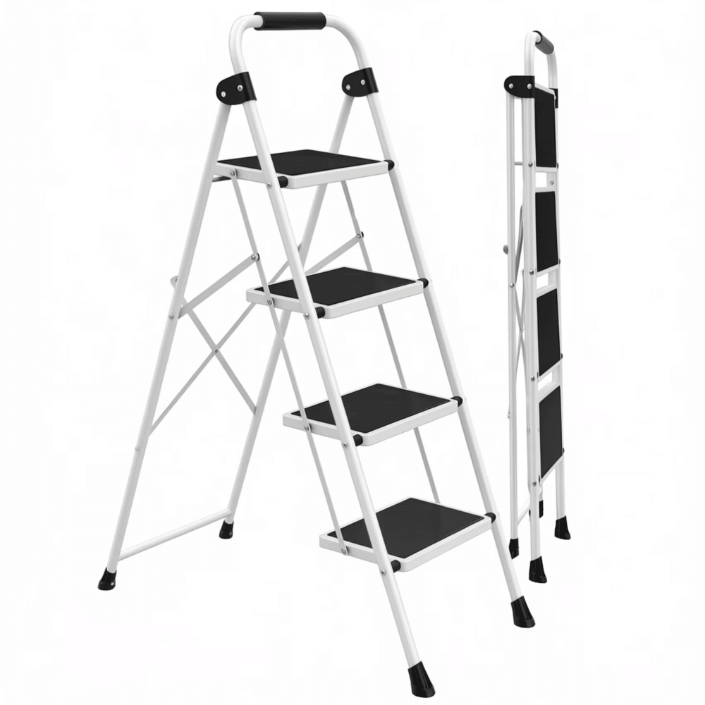 Step Ladder,Folding Step Stools 330 lbs Capacity, 2-Inch Thin for Storage, Anti-Slip Pedals & Handrails, Sturdy Steel for Home (Shipment from Walmart)