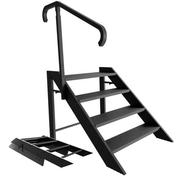 Step Stool Foldable, Step Ladder 4 Step Folding, RV Steps with Height Adjustable Handrail and Non Slip Feets, Hot Tub Steps for Home, Travel Trailer, Camper, Mobile Home, Spa, and Porch