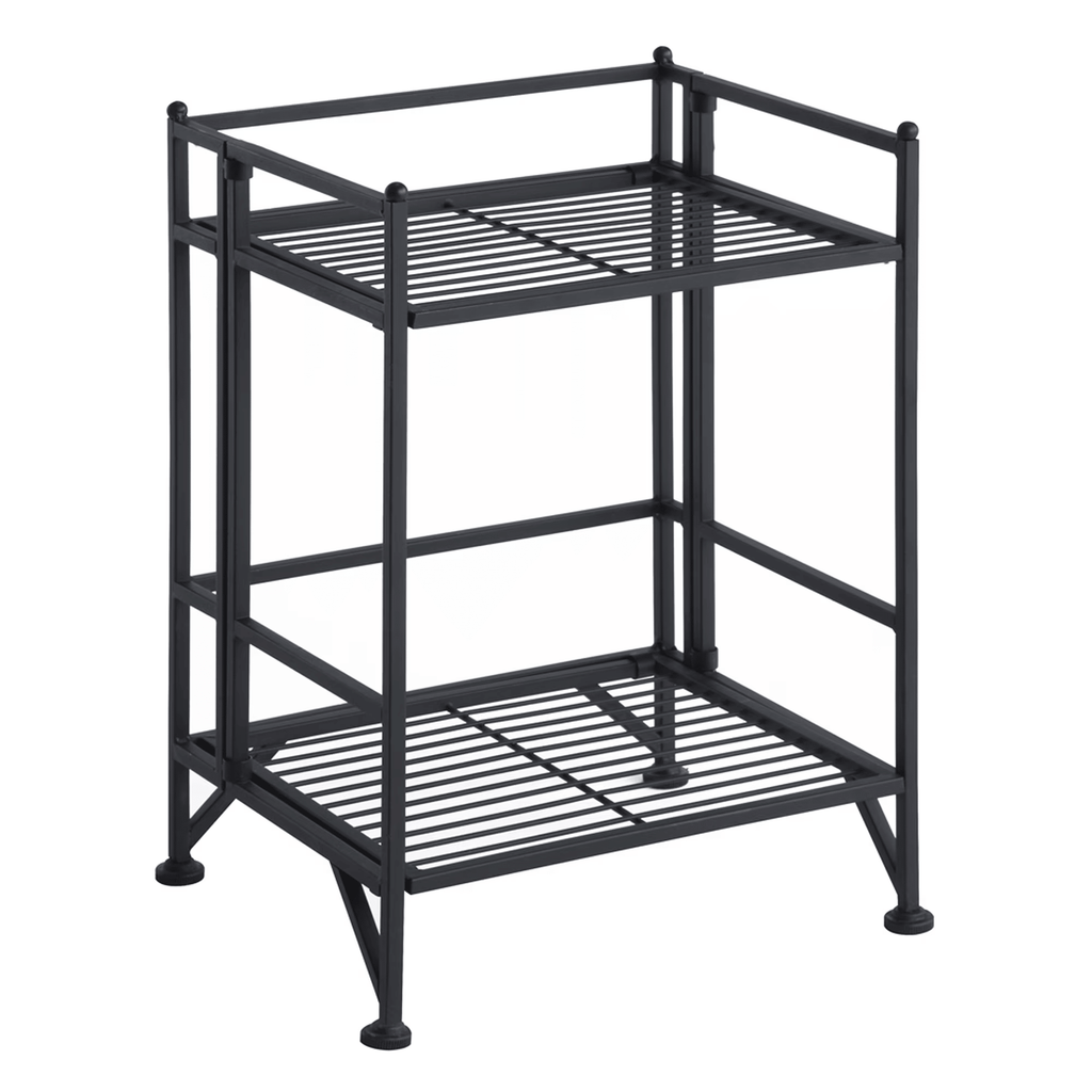 Storage2 Tier Folding Metal Shelf, Black