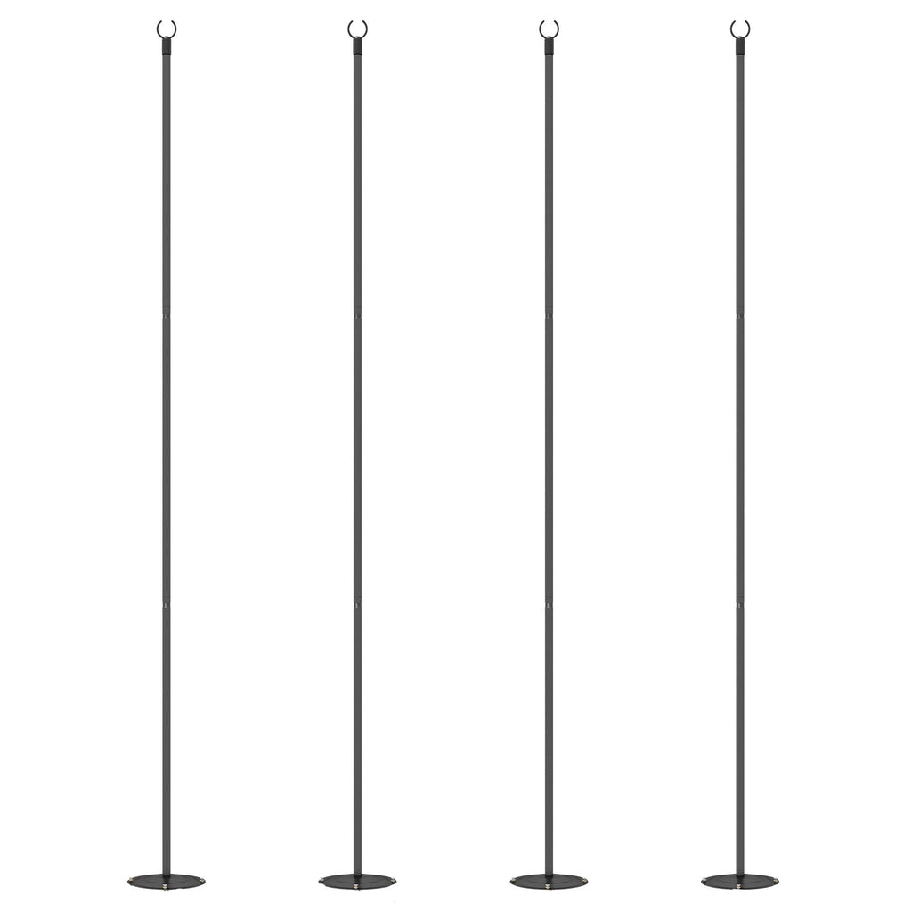 String Light Poles for Outside Hanging, Steel Lighting Stand for Patio Backyard Deck Wedding Party, 8FT, 4 Pack
