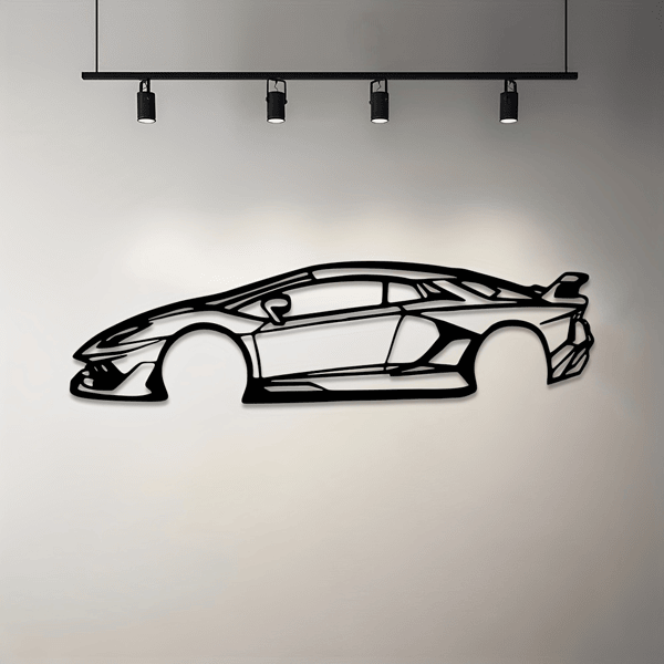 Stylish Edge Metal Line Racing Car Wall Adornment - Suspended Iron Wall Sculptures, High-Quality Metal Artifacts for Home Decor, Sleek Racing Theme Decorative Art