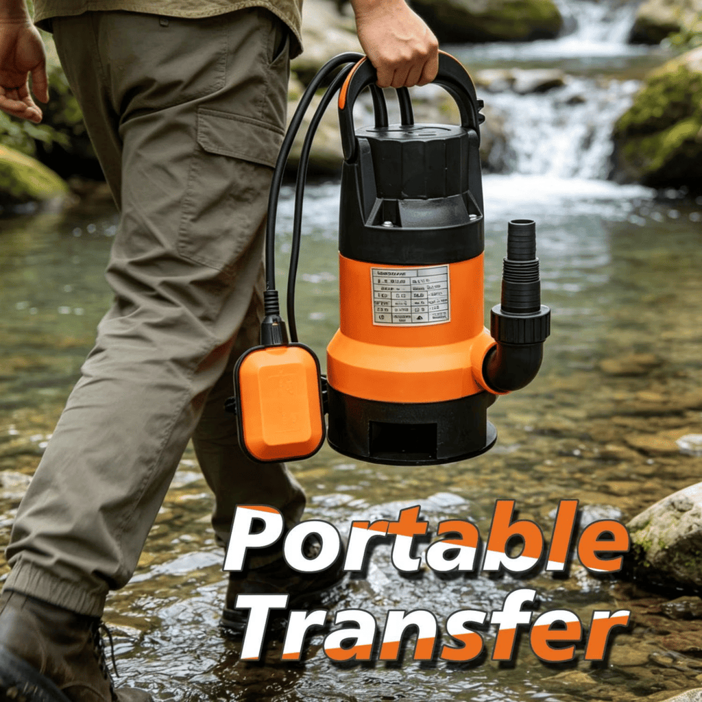 Submersible Pump with Auto Float Switch and 0.5HP Motor, High Efficiency Dirty Water Utility Pump and Drainage ToolforBasement Pond Pool, Black