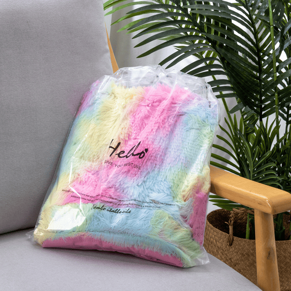 Super Soft Fluffy Rainbow Faux Fur Throw Blanket for Home 51"x63" Long Shaggy(temu can only be self-picked up)