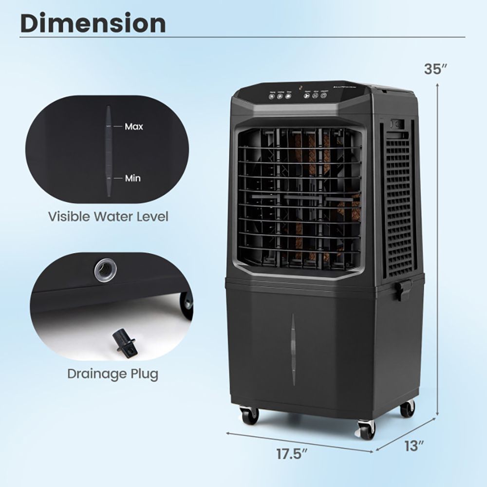 Swamp Cooler 1800 CFM Evaporative Air Cooler with 7 Gal Detachable Water Tank