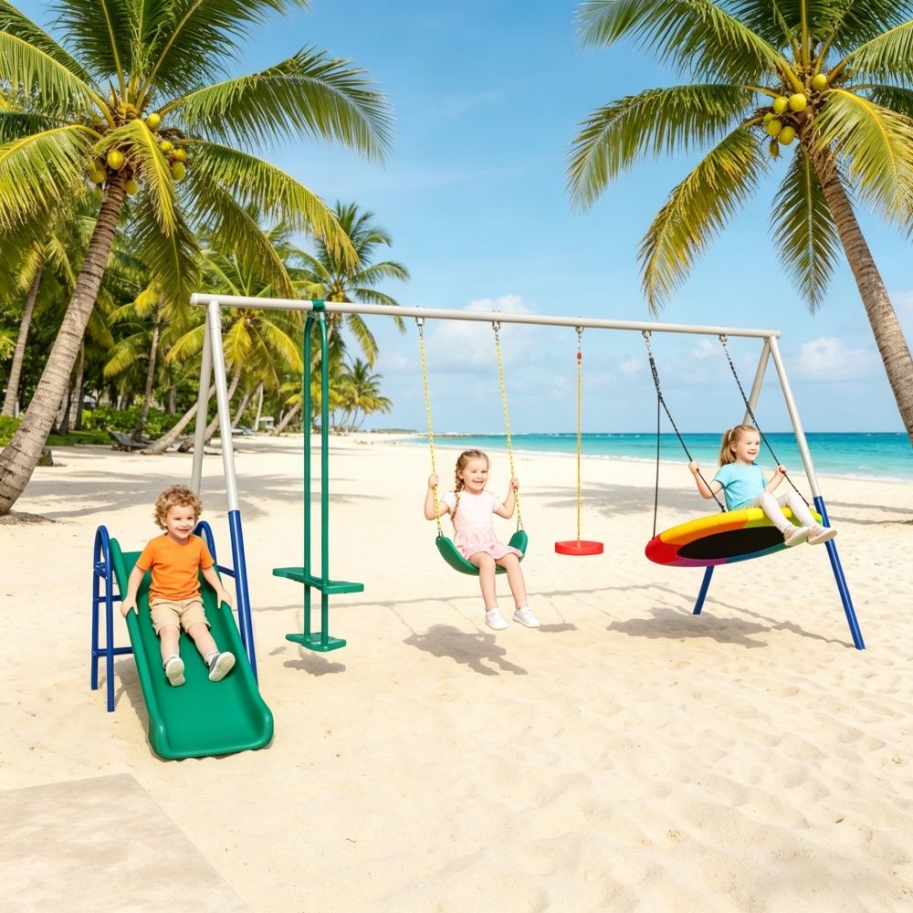 Swing Set with Adjustable Swings 150.4 Inches