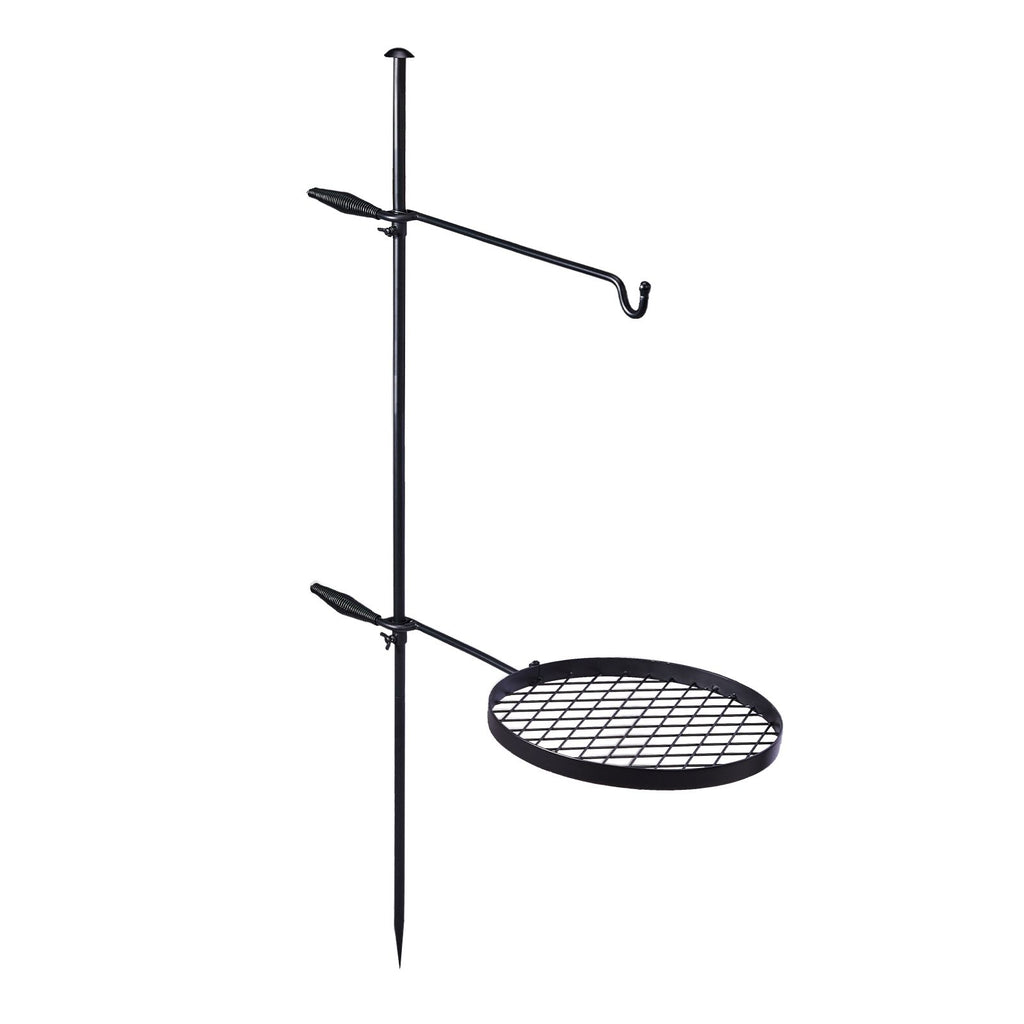 Swivel Campfire Grill, Open Fire Cooking Equipment for Camping with Height Adjustable Grill Grate and Hanger Rod and Carry Bag