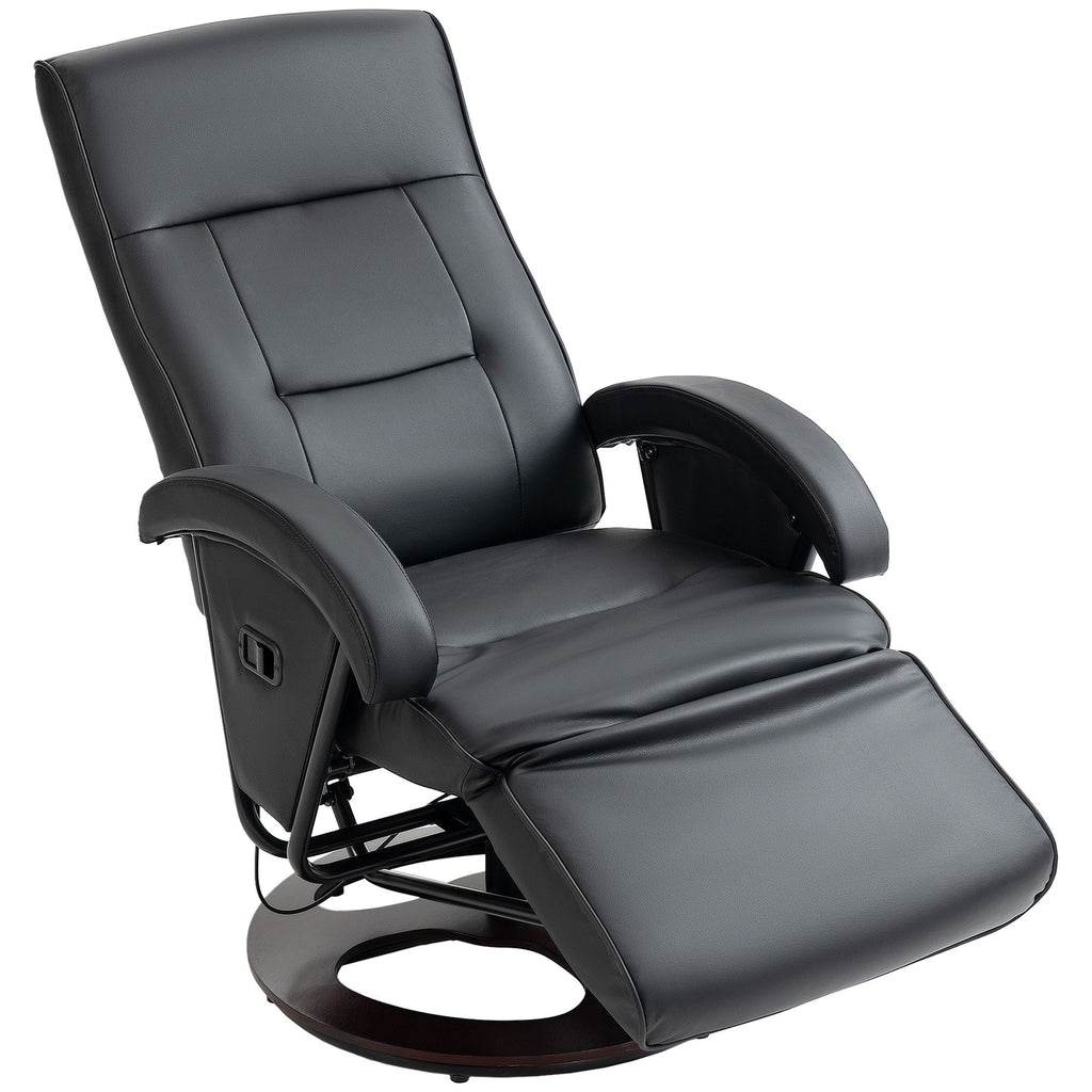 Swivel Recliner Chair, Lounge Chair with 135°Adjustable Backrest, Swivel Wood Base, Padded Seat & Armrests for Living RoomBlack