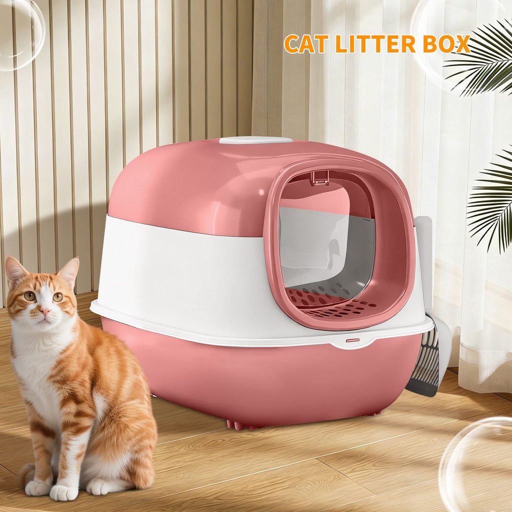 Thick material pink E24 cat litter box, stable and durable structure, more reliable cross-border quality