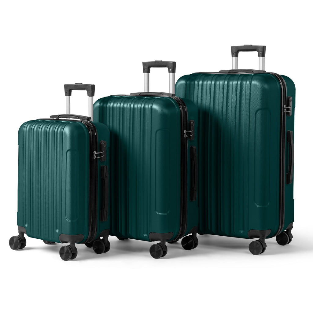 Three-in-one textured frosted case shell, non-TSA customs lock, 28-inch detachable wheels, ABS trolley case, 20in, 24in, 28in, ABS, all-color dark green