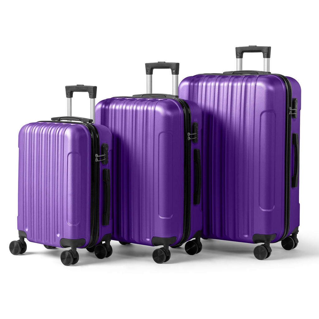 Three-in-one textured frosted case shell, non-TSA customs lock, 28-inch detachable wheels, ABS trolley case, 20in, 24in, 28in, ABS, all-color purple