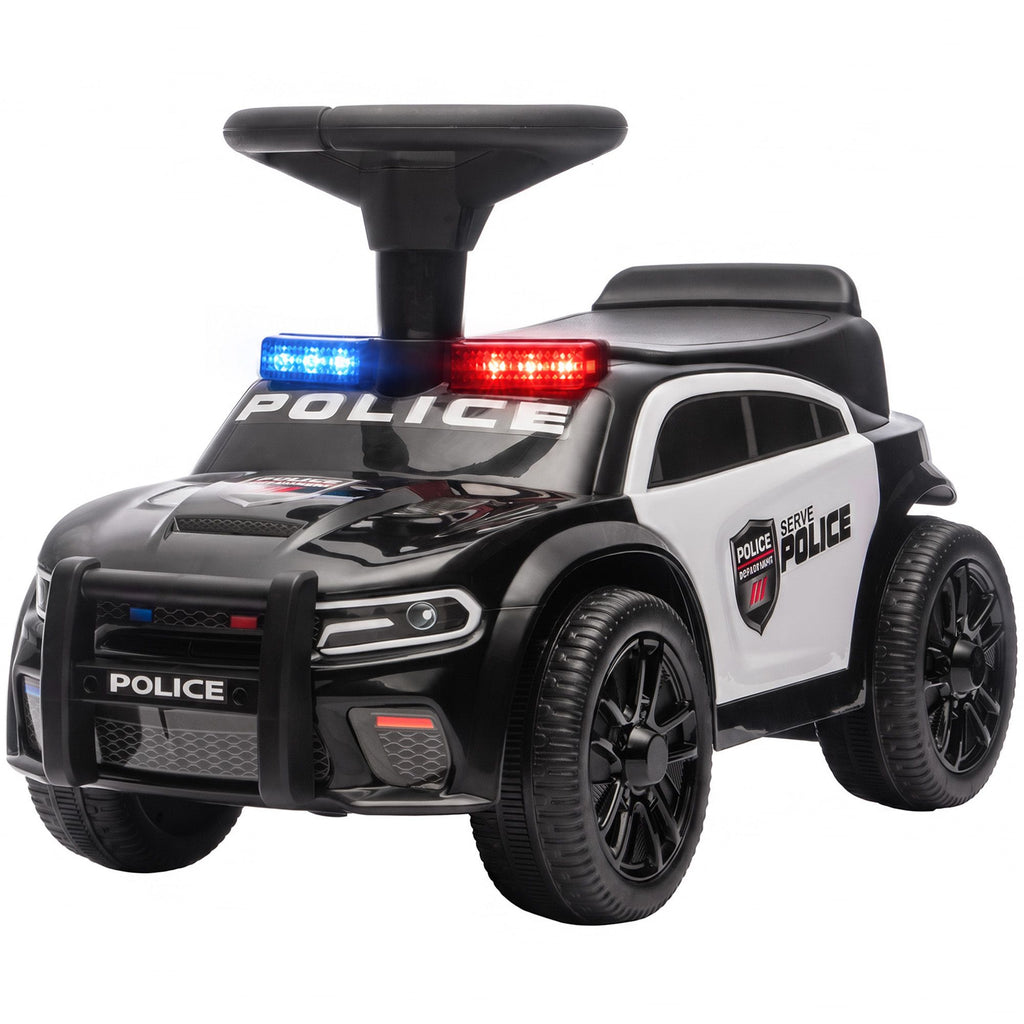 Toddler Push Car, Police Car Styling, Ride on Toys with Under-Seat Storage and Anti Tip Device, for 18-36 Months, Black