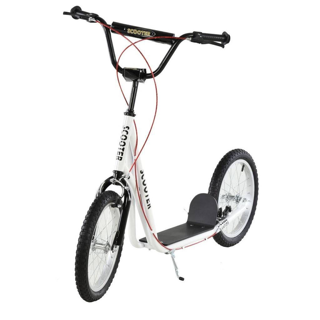 Toddler Scooter, White, Adjustable Handlebar, Kick Scooter for Kids 5+, Dual Brakes, Inflatable Wheels