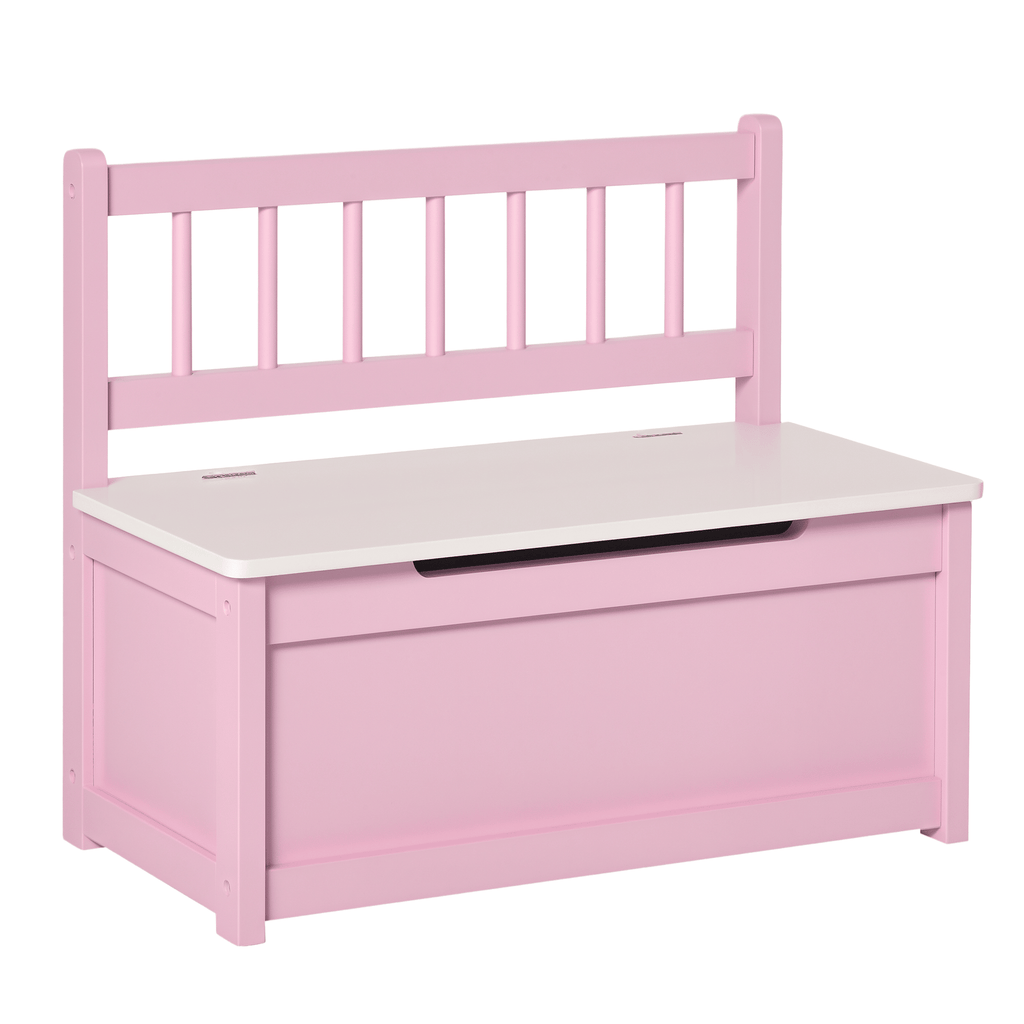 Toddler Toy Box Storage Bench with Large 27 L Interior, Kids Storage Bench Seat with Storage for Toddler Playroom Furniture, Kids Bedroom Furniture, Toy Organizer and Storage Bin Pink