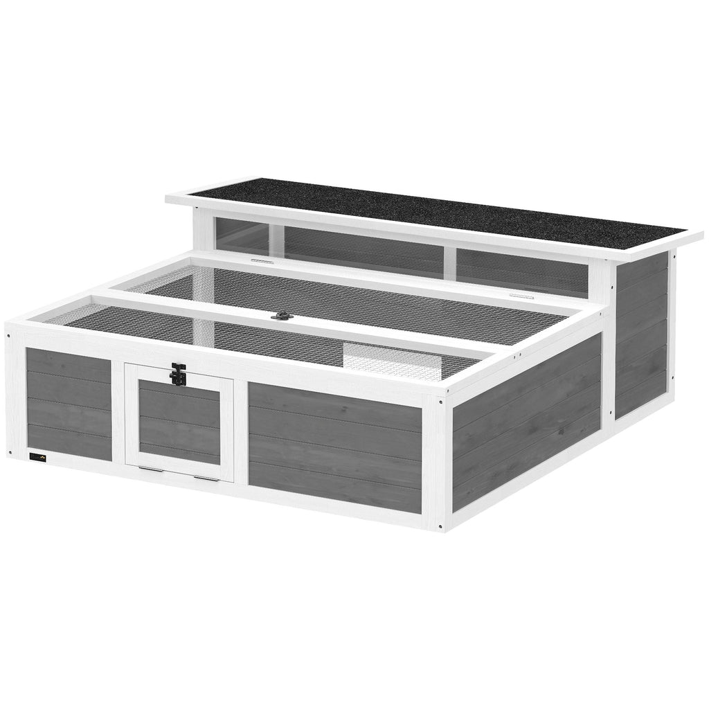 Tortoise Habitat Openable Top Wooden Tortoise Enclosure Run Area and Clear Window Dark Gray