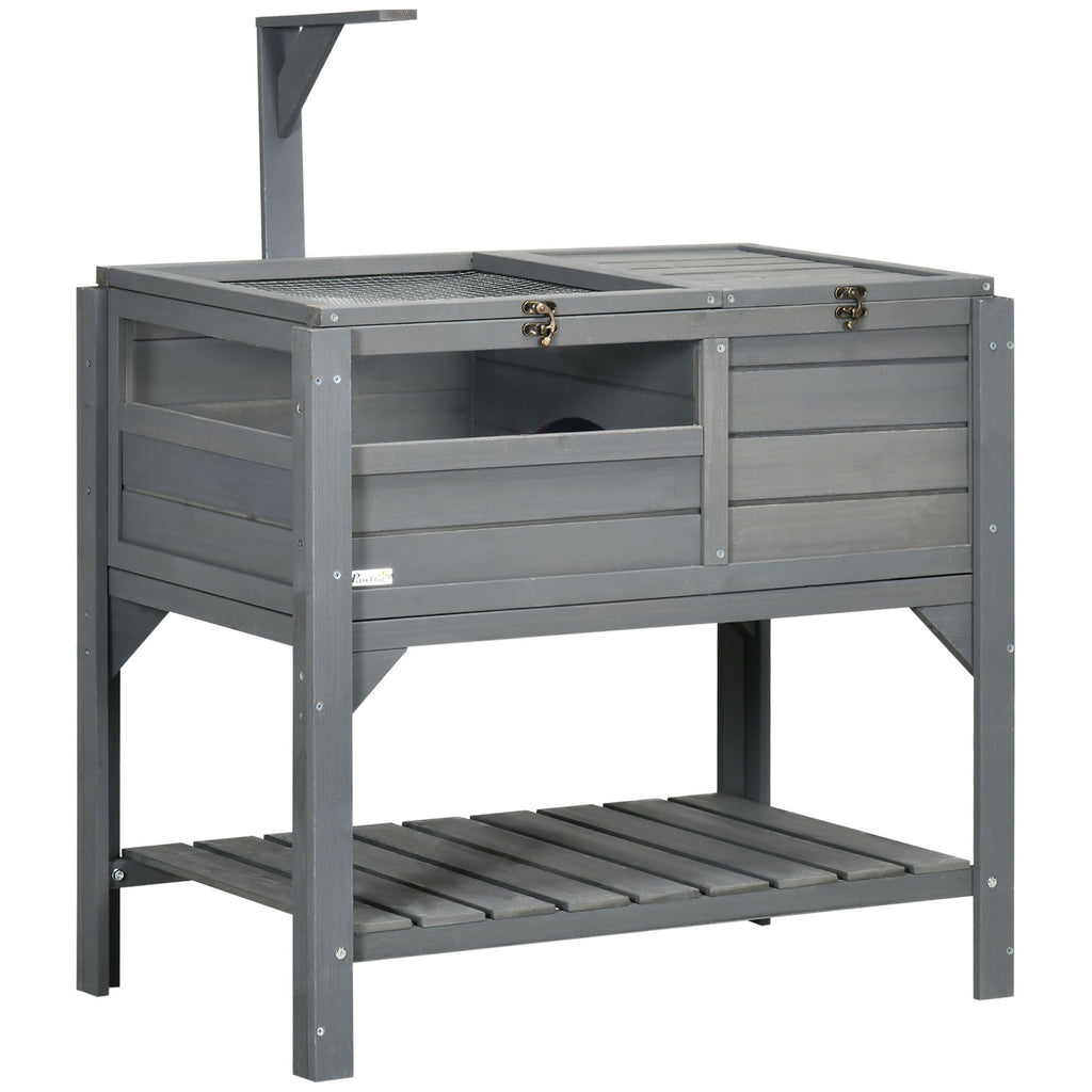 Tortoise Habitat, Tortoise Enclosure Indoor with Shelf Storage, Weather Protection, Gray