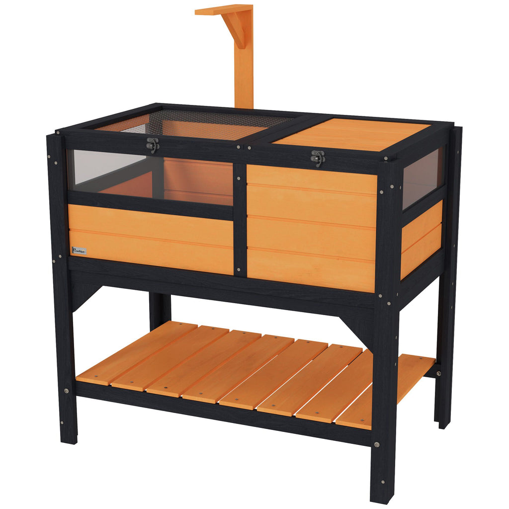 Tortoise Habitat Wooden Tortoise Enclosure with Shelf Storage, Weather Protection, Indoor, Yellow