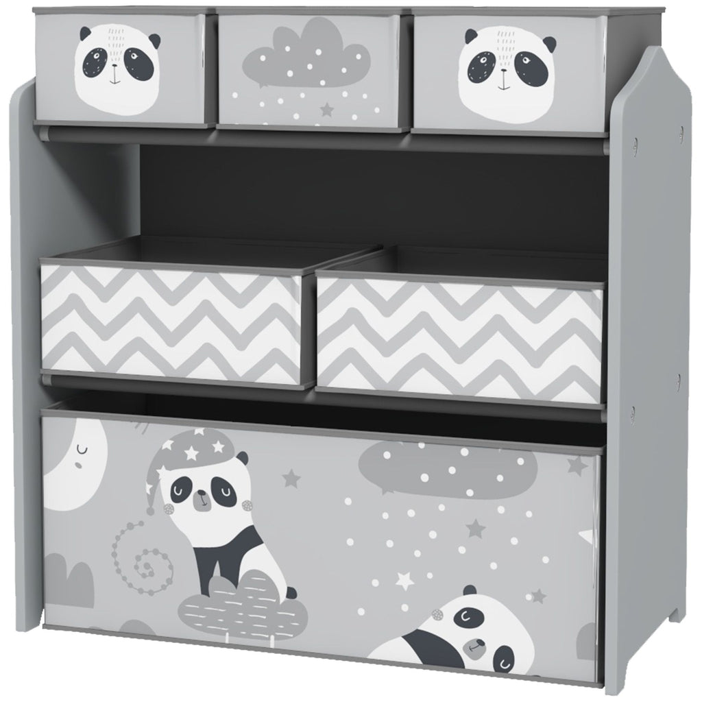 Toy Organizer with 6 Storage Bins, 25" x 12" x 26", Gray
