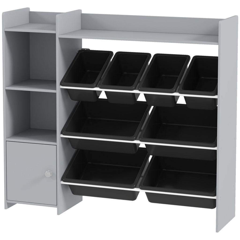 Toy Storage Organizer with 8 Bins, 2 Storage Cubbies, Shelf, Drawer, Gray