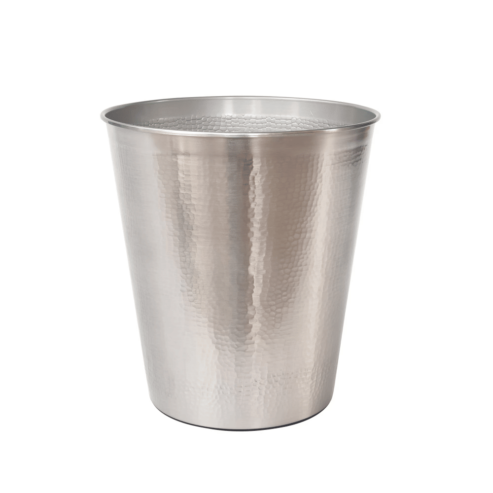 Trash Can, Silver Hammered Finish