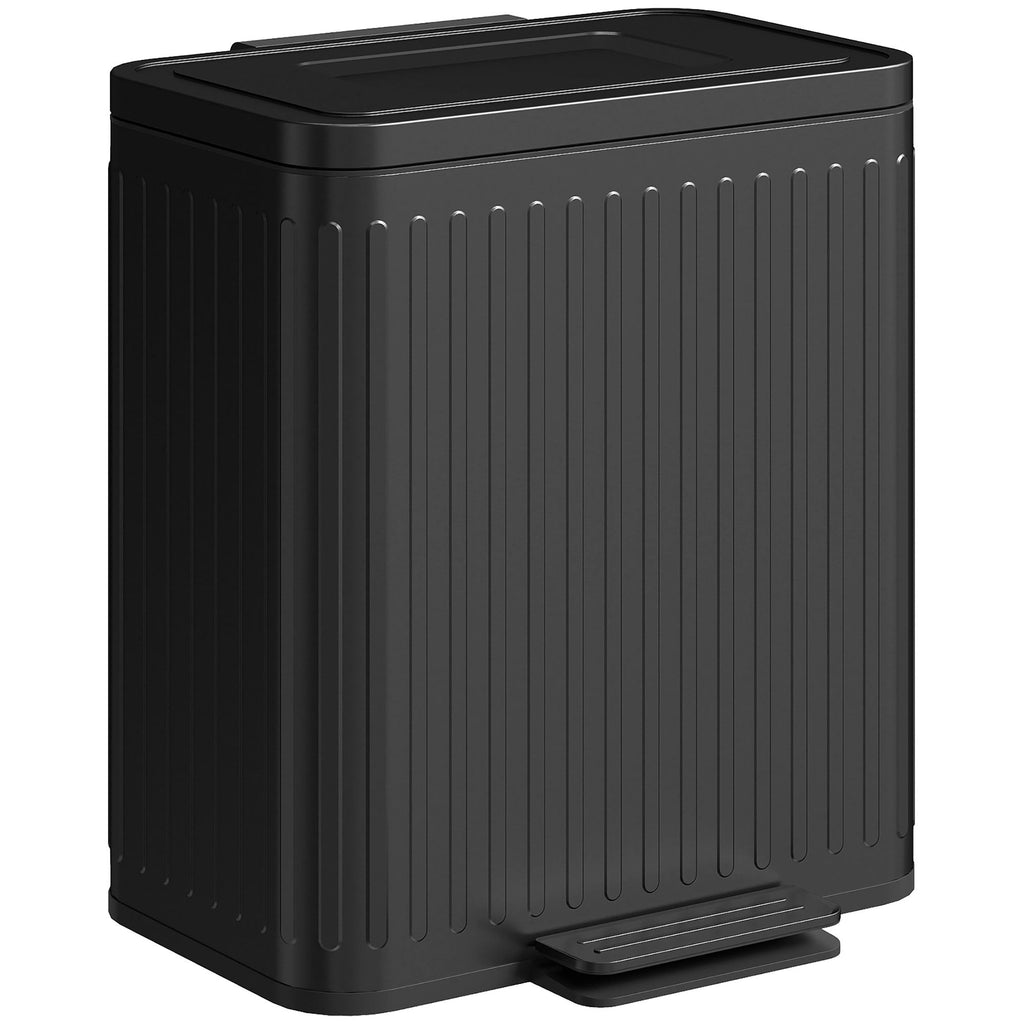 Trash Can with Lid, 2 x 5.3Gal Double Step-On Kitchen Trash Can, Removable Buckets, Black