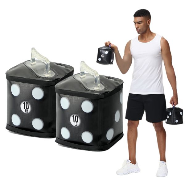 Travel Dumbbells, Water Filled Dumbbells Set, Fun Dice Style Fitness Dumbbell Pairs 20lbs, Portable Foldable Fitness Equipment, for Strength Training, Core Training,Shaping