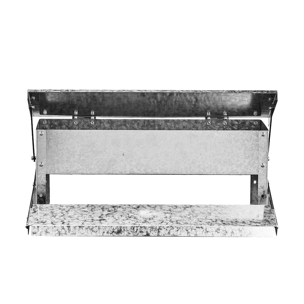 Treadle Chicken Feeder Rodent Proof No Waste, Large Capacity Chicken Grit and Oyster Shell Feeder with Weatherproof Lid for Poultry Duck, Silver