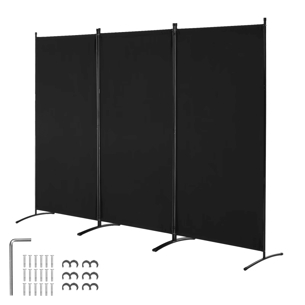 Tri-fold Privacy Barrier, Collapsible Seclusion Panel and Detachable Space Divider for Area Division, Self-standing Dividers for Workspace, Sleeping Area, Study Room, Ebony (Shipment from Walmart)