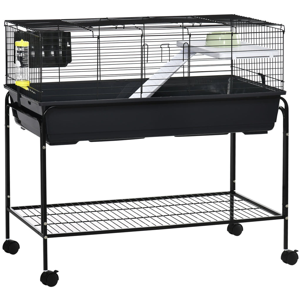 Two-Story Small Animal Cage with Stand, Shelf, Wheels, for Guinea Pig, Hedgehog, Chinchilla, Ferret