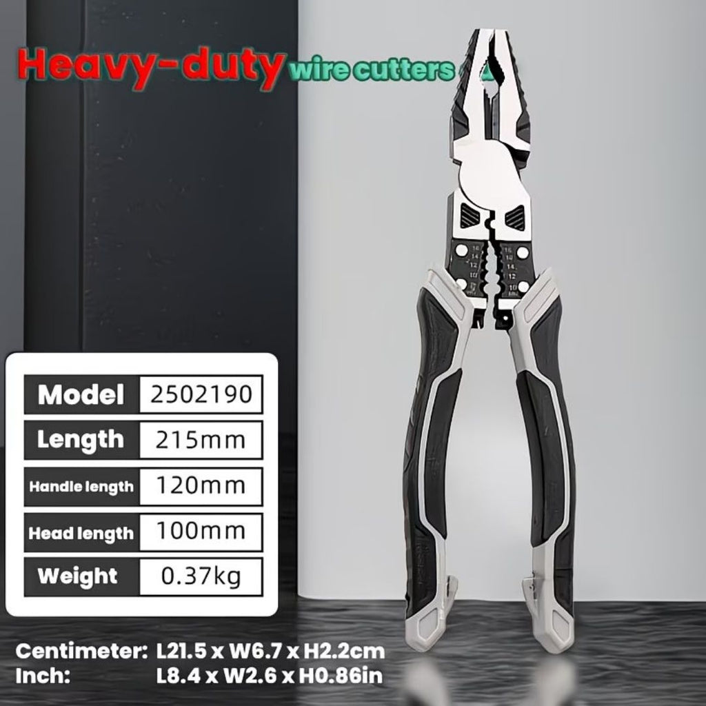 Two tiger pliers, five in one multifunctional pliers set, industrial grade with PVC handle, professional manual tools, automatic wire stripper and cutter - metal
