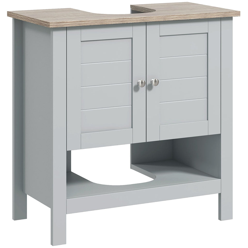 Under Sink Bathroom Cabinet Vanity Unit Adjustable Shelf Pedestal Design Grey
