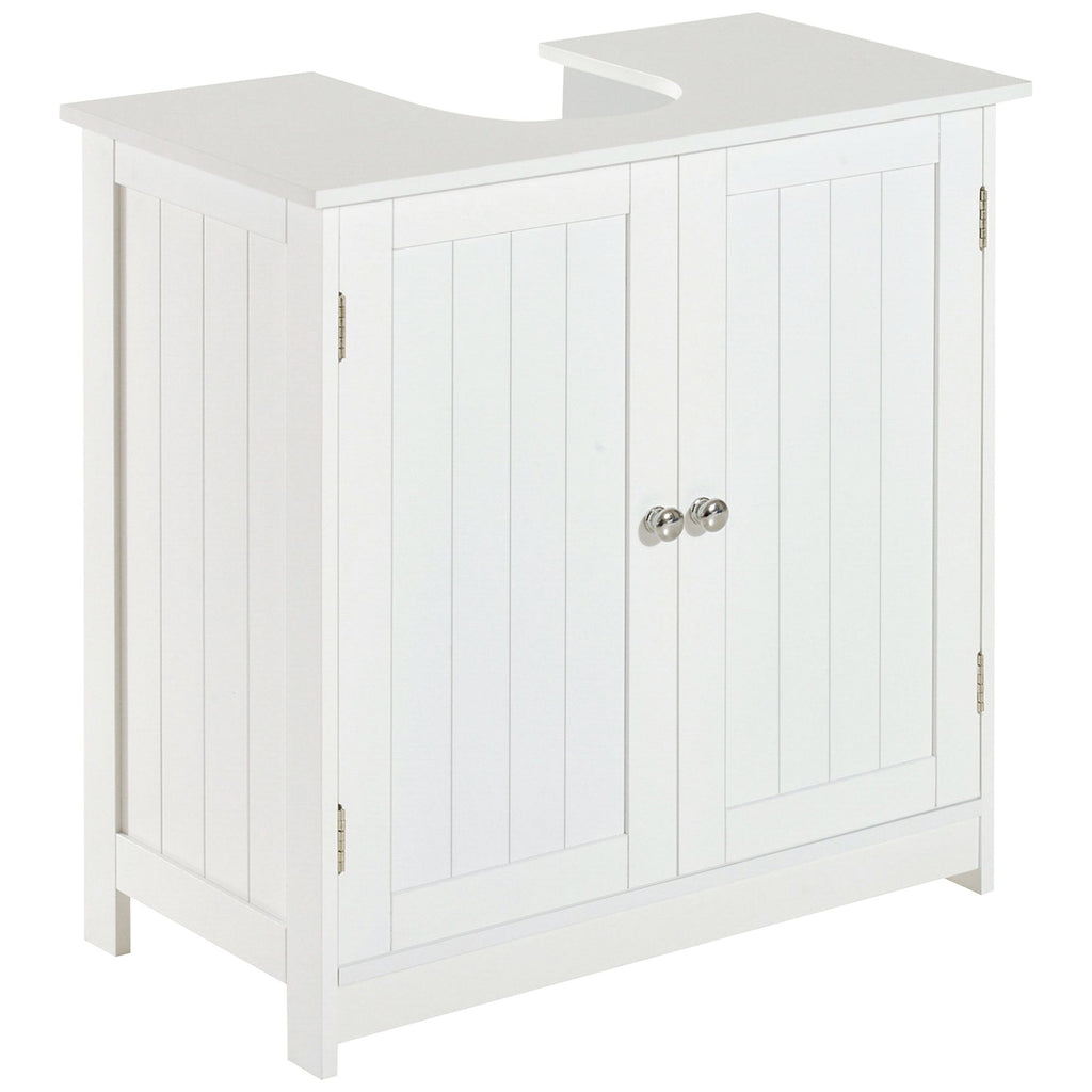 Under Sink Cabinet, Bathroom Vanity with 2 Doors & Shelf for Pedestal Sink, White