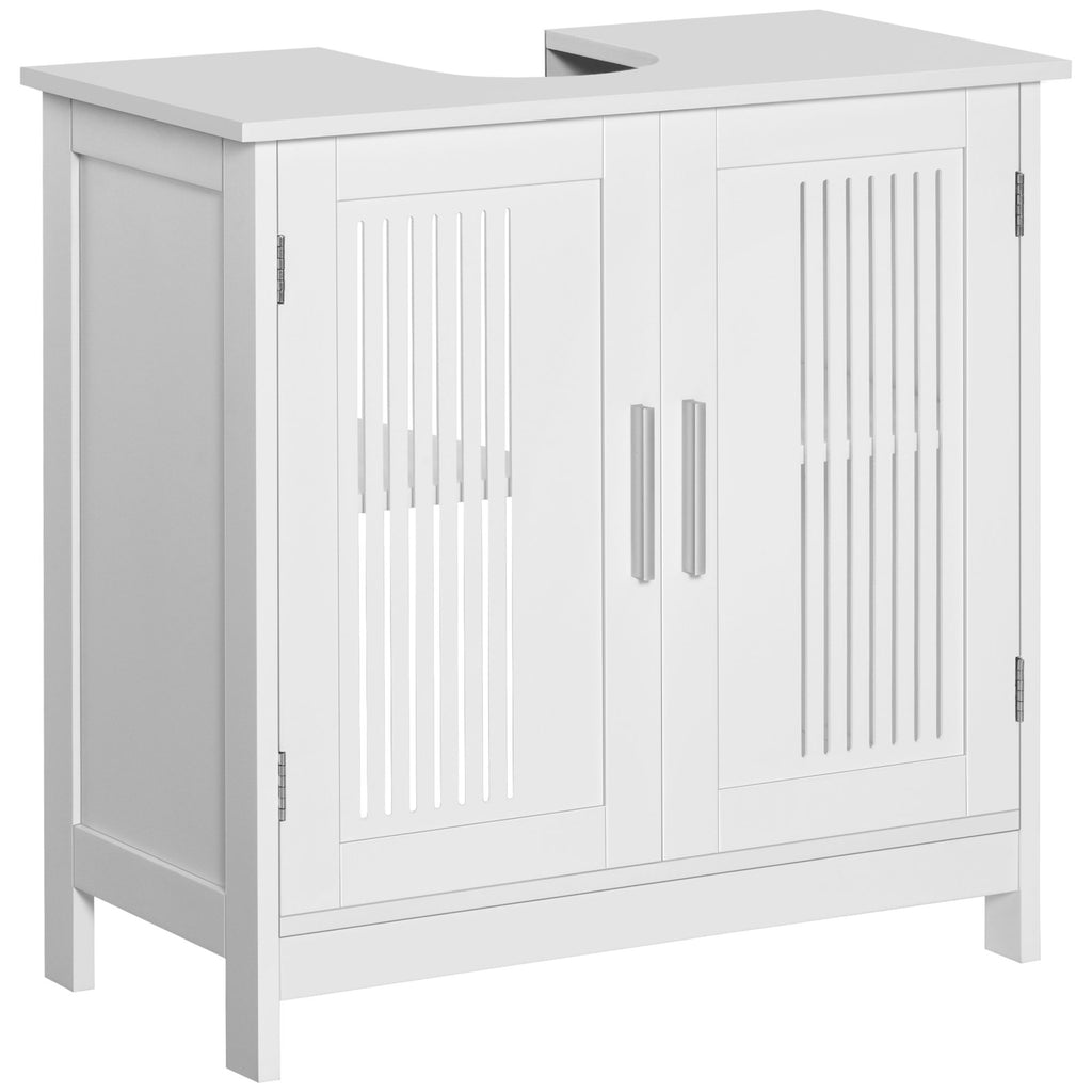 Under Sink Storage Cabinet Bathroom 2 Doors Shelf White Pedestal Vanity Organizer