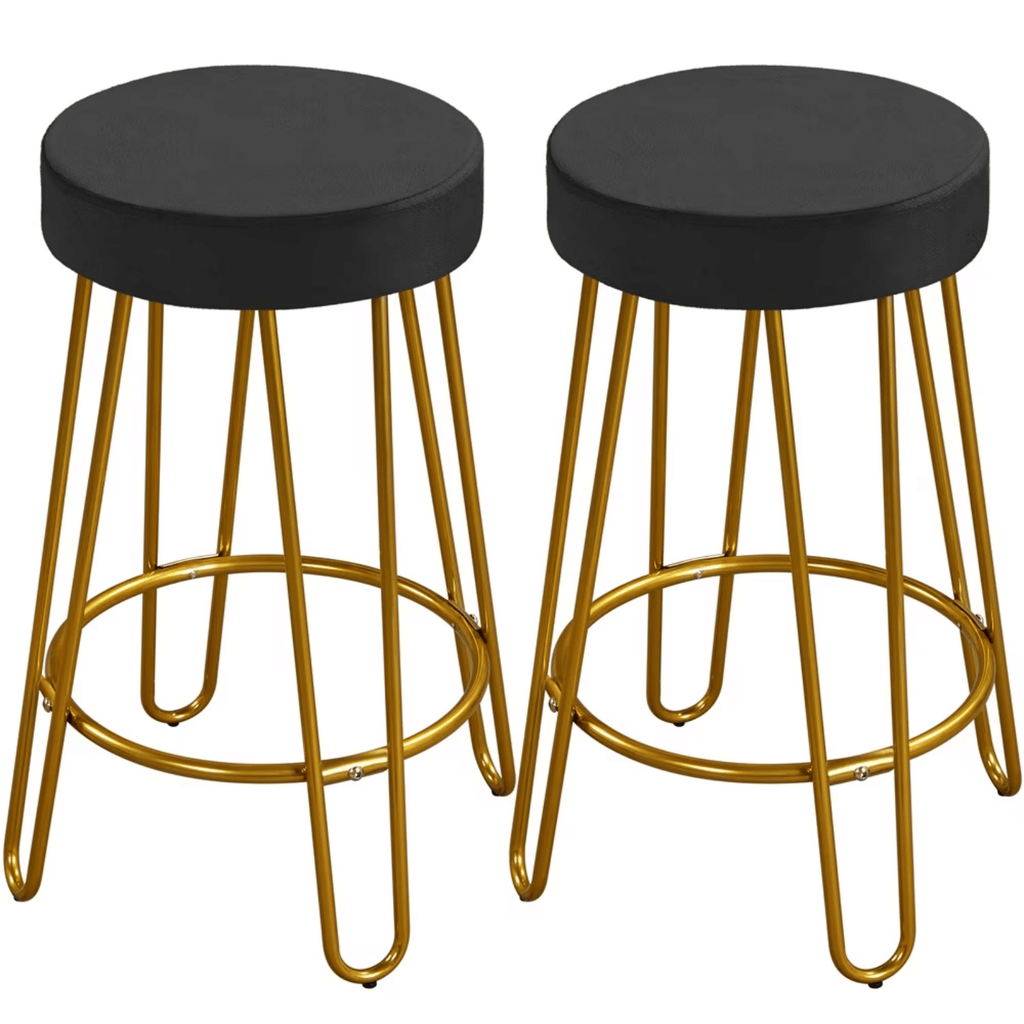 Upholstered Velvet Counter-Height Barstool, Setof2, Black