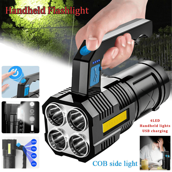 USB Rechargeable Handheld LED Flashlight Outdoor Spotlight Searchlight Work Light(Logistics only For USPS.TK/TMEU only For self-pickup)