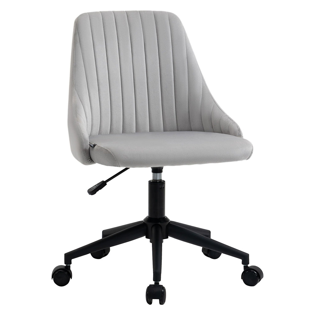 Velveteen Swiveling Workstation Chair Mid-Back Fluted Design for Office Slate